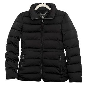 Zara Woman Black Down Filled Fitted Puffer Jacket Size Medium